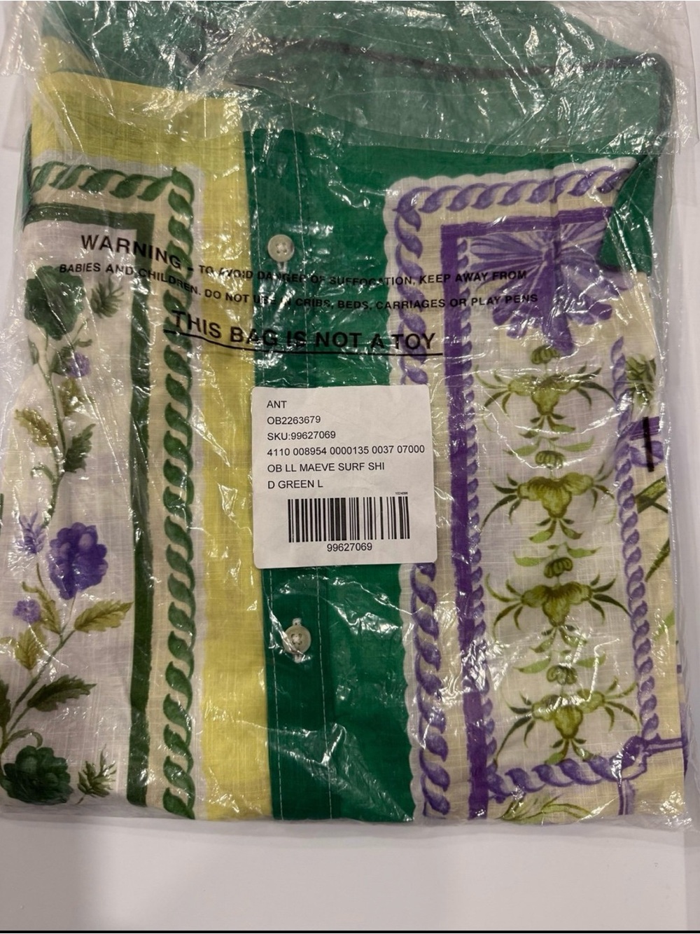 Maeve Anthropologie Surf Shirt NWT L Green Floral - Picture 6 of 9